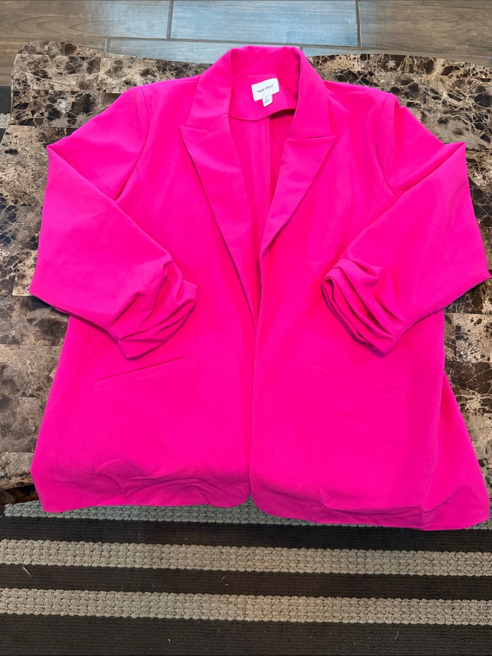 Nine West Vibrant Hot Pink Open-Front Blazer